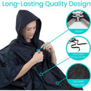 Vive Health Wheelchair Poncho, Full Coverage, Waterproof Nylon, Black