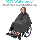 Vive Health Wheelchair Poncho, Full Coverage, Waterproof Nylon, Black