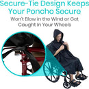 Vive Health Wheelchair Poncho, Full Coverage, Waterproof Nylon, Black