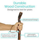 Vive Health Wooden Walking Stick, Clear Finish Grooved Handle, Leather Wrist Strap, 48 Inches