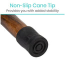 Vive Health Wooden Walking Stick, Clear Finish Grooved Handle, Leather Wrist Strap, 48 Inches
