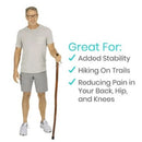 Vive Health Wooden Walking Stick, Clear Finish Grooved Handle, Leather Wrist Strap, 48 Inches