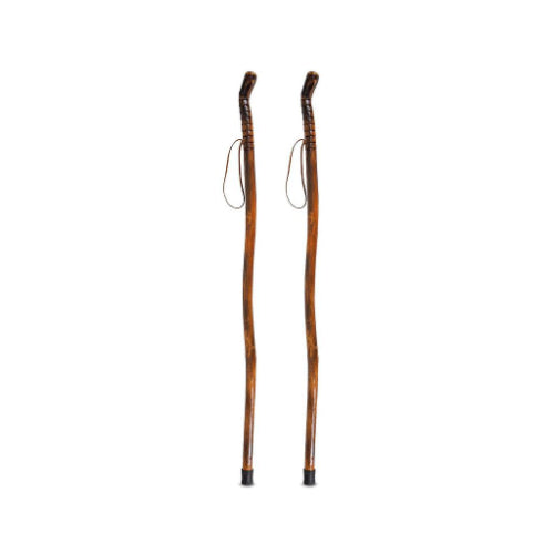 Vive Health Wooden Walking Stick with Nonslip Tip and Leather Wrist Strap, 2 Pack, Durable Support for Walking and Hiking. Moovkart