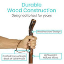 Vive Health Wooden Walking Stick with Nonslip Tip and Leather Wrist Strap, 2 Pack