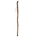 Vive Health Wooden Walking Stick, Clear Finish Grooved Handle, Leather Wrist Strap, 55 Inches