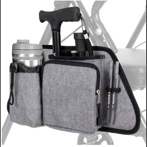 Vive Health Rollator Side Bag, Water Resistant, Gray