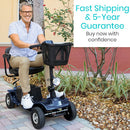 Vive Health 4-Wheel Mobility Scooter with Delta Tiller, 15.5 Mile Range and 298 Lbs Capacity, Blue