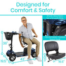 Vive Health 4-Wheel Mobility Scooter with Delta Tiller, 15.5 Mile Range and 298 Lbs Capacity, Blue