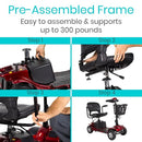 Vive Health 4-Wheel Mobility Scooter with Delta Tiller, 15.5 Mile Range and 298 lbs Capacity, Red