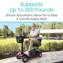 Vive Health 4-Wheel Mobility Scooter with Delta Tiller, 15.5 Mile Range and 298 lbs Capacity, Red