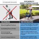 Vive Health Upright Walker, Series T, Adjustable Armrests, Blue
