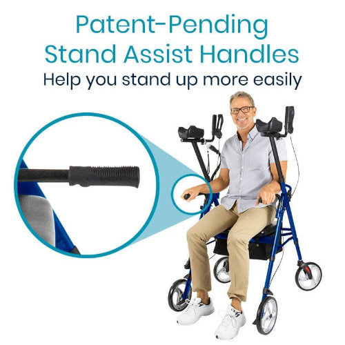 Vive Health Upright Walker, Series T, Adjustable Armrests, Blue