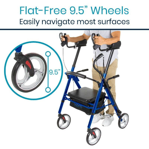 Vive Health Upright Walker, Series T, Adjustable Armrests, Blue