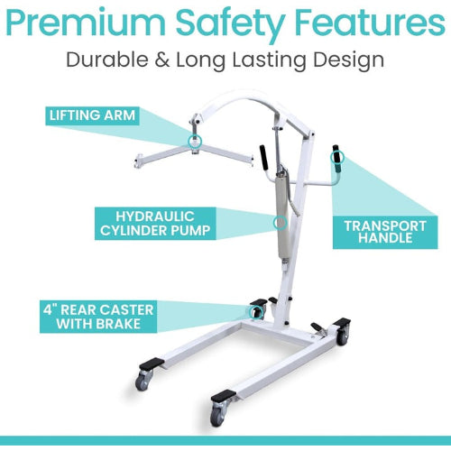 Vive Health Hydraulic Patient Lift, White