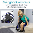 Vive Health Heavy-Duty Foldable Wheelchair with Adjustable Footrests, Lightweight Steel Frame for Mobility and Travel