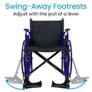 Vive Health Heavy-Duty Foldable Wheelchair with Adjustable Footrests, Lightweight Steel Frame for Mobility and Travel