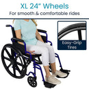 Vive Health Heavy-Duty Foldable Wheelchair with Adjustable Footrests, Lightweight Steel Frame for Mobility and Travel