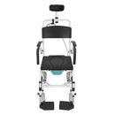 Vive Health Heavy-Duty Reclining Shower Commode Transport Chair, Adjustable Aluminum Frame, White