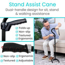 Vive Health Stand Assist Cane with Adjustable Height