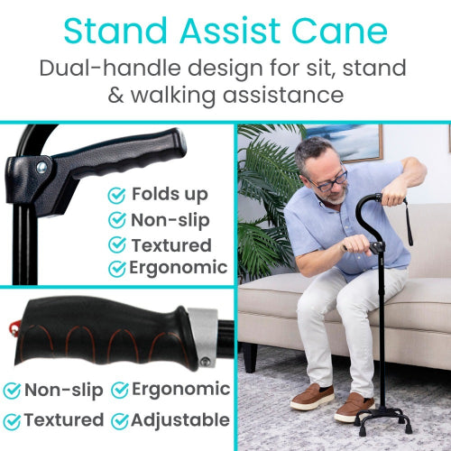 Vive Health Stand Assist Cane with Adjustable Height
