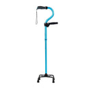 Vive Health Stand Assist Cane, Teal with four-prong self-standing base, adjustable height, and padded offset handle. Moovkart