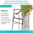 Vive Health Stand Assist Walker with Footbar, Ergonomic Support, Wheels and Aluminum Frame