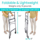 Vive Health Stand Assist Walker with Footbar, Ergonomic Support, Wheels and Aluminum Frame