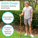 Vive Health Carved Wooden Walking Stick with Durable Willow Bark and Non-Slip Tip