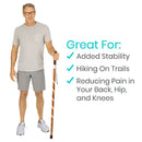 Vive Health Carved Wooden Walking Stick with Durable Willow Bark and Non-Slip Tip