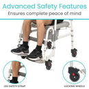 Vive Health Shower Commode Transport Chair, Aluminum with Locking Wheels and Cushioned Seat