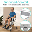 Vive Health Shower Commode Transport Chair, Aluminum with Locking Wheels and Cushioned Seat
