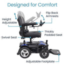 Vive Health Power Wheelchair Model C, Portable Electric Mobility Chair with Swivel Seat, Black