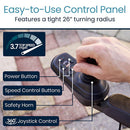 Vive Health Electric Wheelchair Model C, blue, ergonomic joystick, and adjustable armrests for optimal comfort. Moovkart
