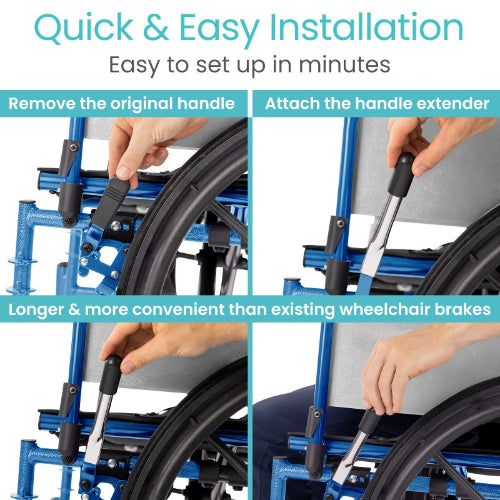 Vive Health Wheelchair Brake Handle Extension, 6-Inch Reach, Universal Fit for Easy Brake Engagement