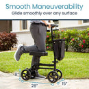 Vive Health Core Knee Walker with 8 Inches Wheels, Adjustable Handle and Cushioned Knee Pad