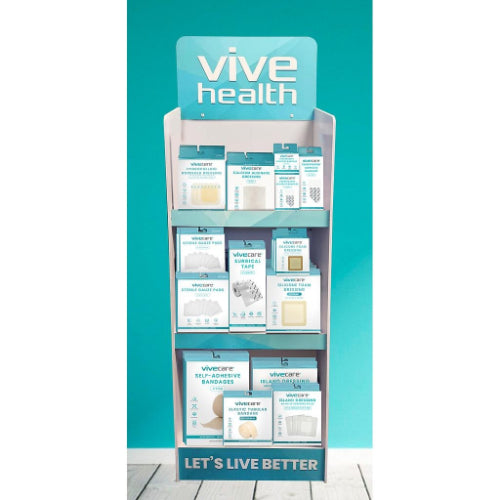 Vive Health Care Floor Display - an organized showcase for health and mobility products, Moovkart.