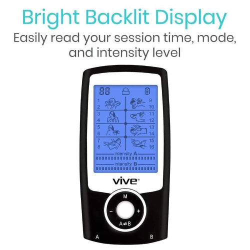 Vive Health 8-Mode TENS Unit with Electrodes and LCD Display