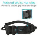 Vive Health Transfer Belt with Handles, Adjustable Fit Black for Patient Mobility Support