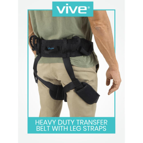 Vive Health Heavy Duty Transfer Belt with Leg Straps for safe patient mobility, Moovkart.
