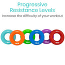 Vive Health Ring Grip Exercisers with 6 Firmness Levels, Nylon Travel Bag