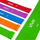 Vive Health TPE Resistance Bands Set for Exercise and Rehab, 5 Mini Bands and 6 Feet Straight Band