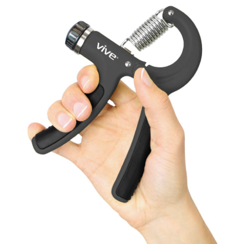 Vive Health Hand Grip Exerciser, Adj Tension, 22Lb - 88Lb, Nonslip Grip, Gray