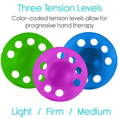 Vive Health Hand Extension Exercisers, Squeeze Ball, 3 Tensions, 3 Pack