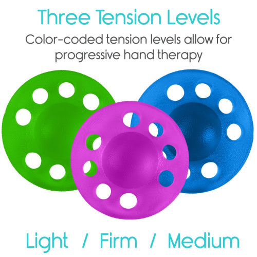 Vive Health Hand Extension Exercisers, Squeeze Ball, 3 Tensions, 3 Pk