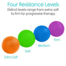 Vive Health Hand Exercise Balls with 4 Resistance Levels and Carry Bag