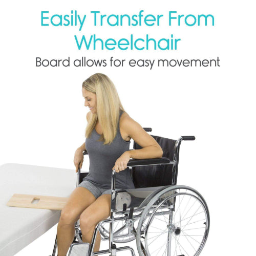 Vive Health Wooden Transfer Board, 2 Grips, Tapered, 30 x 7.5 x 0.75 Inches