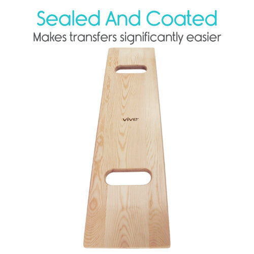 Vive Health Wooden Transfer Board, 2 Grips, Tapered, 30 x 7.5 x 0.75 Inches