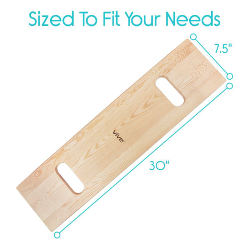 Vive Health Wooden Transfer Board, 2 Grips, Tapered, 30 x 7.5 x 0.75 Inches
