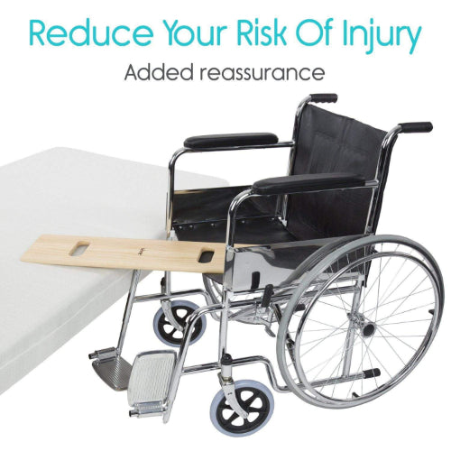 Vive Health Wooden Transfer Board, 2 Grips, Tapered, 30 x 7.5 x 0.75 Inches