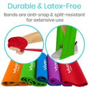 Vive Health Straight Resistance Bands, X-Light To X-Heavy, 6 Feet, Pack of 5